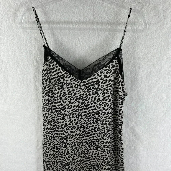 Y2K Crescent L Slip Dress Animal Print Side Zipper Sweetheart Lace Neck and Hem - Picture 9 of 16